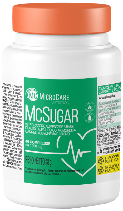 MICROCARE NUTRITION MC SUGAR 40 COMPRESSE DA 1200 MG - Oltrefarma