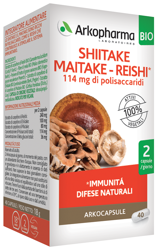 ARKOCAPSULE SHIITAKE MAITAKE REISHI BIO 40 CAPSULE - Oltrefarma