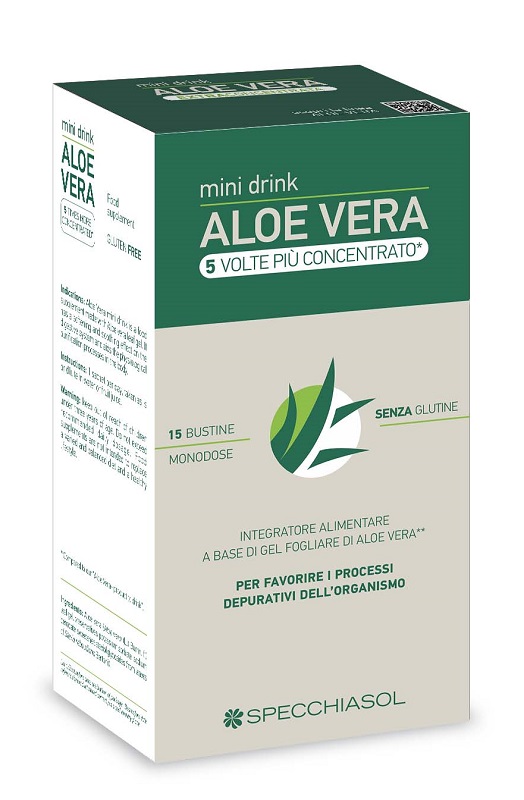 ALOE VERA MINI DRINK 5 VOLTE PIU' CONCENTRATO 15 BUSTINE DA 10 ML - Antica Farmacia Ferrari