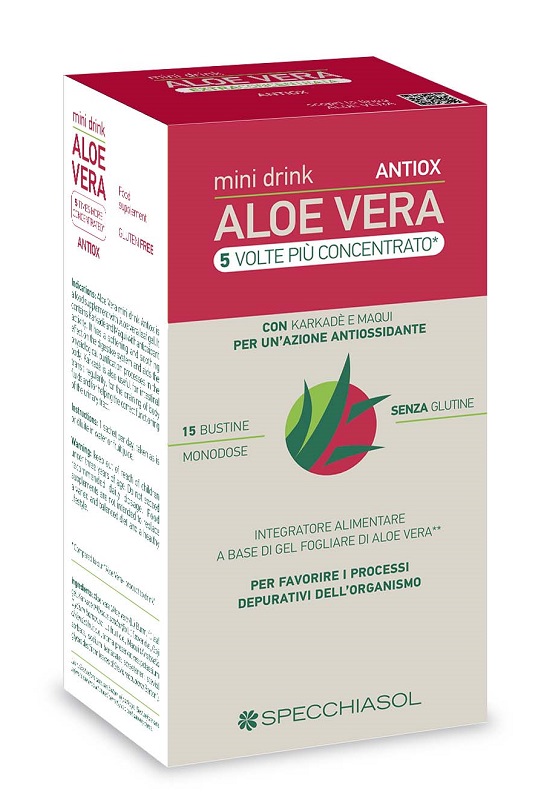 ALOE VERA ANTIOX MINI DRINK 5 VOLTE PIU' CONCENTRATO 15 BUSTINE DA 10 ML - Antica Farmacia Ferrari