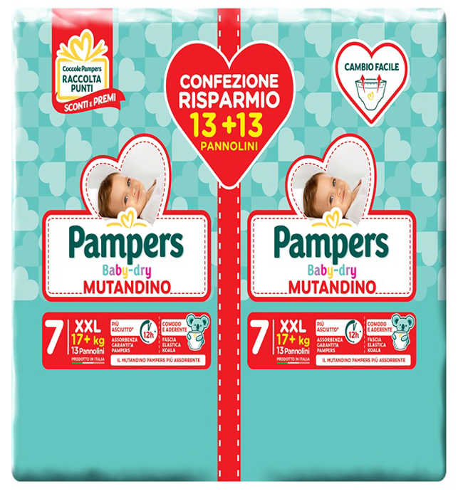 PAMPERS BABY DRY MUTANDINA DUO DOWNCOUNT XXL 26 PEZZI - Oltrefarma