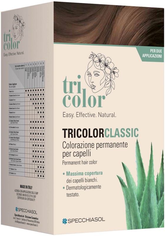 TRICOLOR CLASSIC 6,32 CASTAGNA 2 TUBI 50 ML + 2 SHAKER 50 ML + 4 BUSTINE 8 ML - Antica Farmacia Ferrari