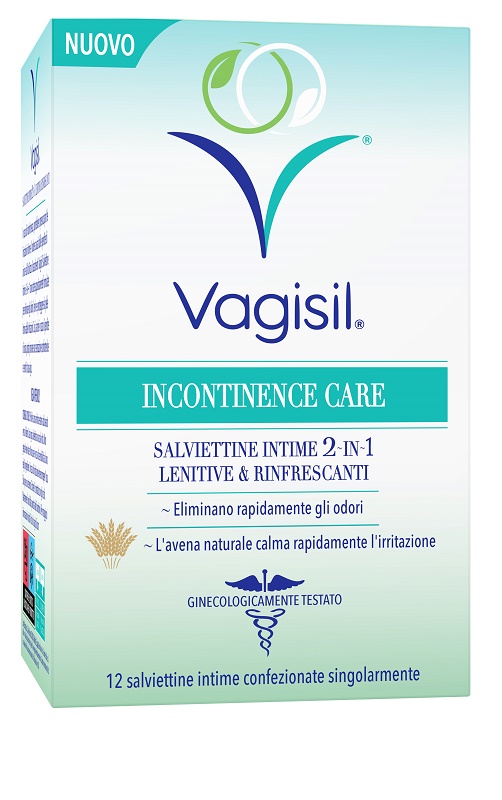 VAGISIL INCONTINENCE CARE SALVIETTINE INTIME 2IN1 LENITIVE & RINFRESCANTI 12 PEZZI - Oltrefarma