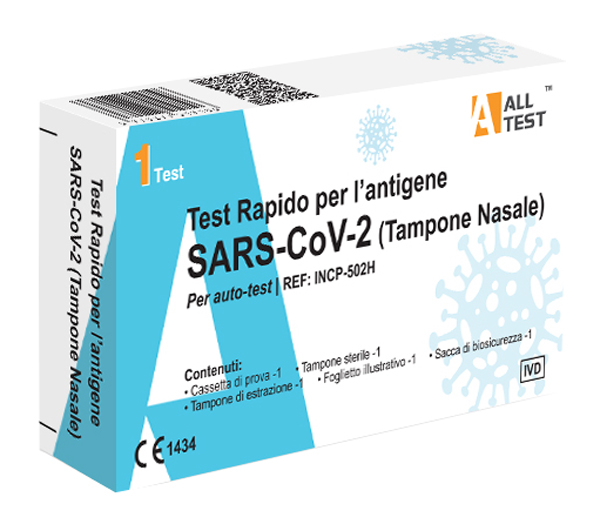 TEST ANTIGENICO RAPIDO COVID-19 ALLTEST AUTODIAGNOSTICO DETERMINAZIONE QUALITATIVA ANTIGENI SARS-COV-2 IN TAMPONI NASALI MEDIANTE IMMUNOCROMATOGRAFIA - Antica Farmacia Ferrari