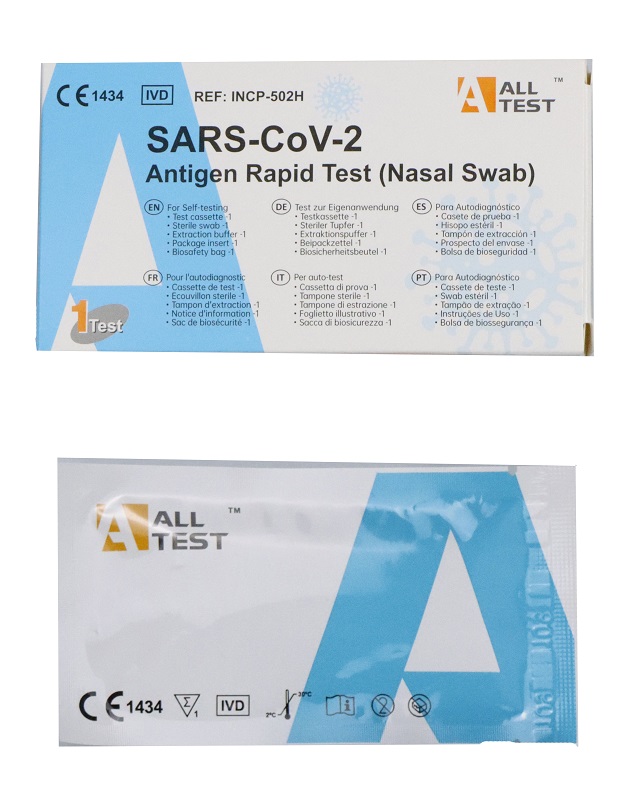 TEST ANTIGENICO RAPIDO COVID-19 ALLTEST AUTODIAGNOSTICO DETERMINAZIONE QUALITATIVA ANTIGENI SARS-COV-2 IN TAMPONI NASALI MEDIANTE IMMUNOCROMATOGRAFIA - Antica Farmacia Ferrari