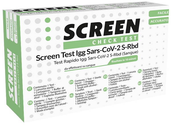 TEST SIEROLOGICO RAPIDO COVID-19 SCREEN TEST AUTODIAGNOSTICO DETERMINAZIONE QUALITATIVA ANTICORPI IGG SARS-COV-2 IN CAMPIONI DI SANGUE INTERO MEDIANTE IMMUNOCROMATOGRAFIA - Antica Farmacia Ferrari