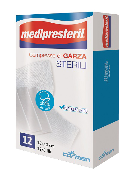 GARZA COMPRESSA MEDIPRESTERIL 12/8 FU 18X40CM 12 PEZZI - Antica Farmacia Ferrari