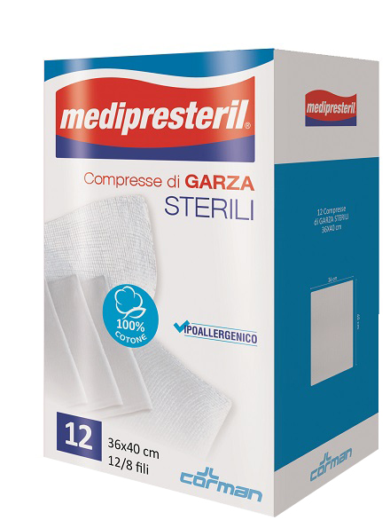 GARZA COMPRESSA MEDIPRESTERIL 12/8 FU 36X40CM 12 PEZZI - Antica Farmacia Ferrari
