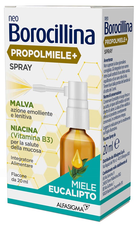 NEOBOROCILLINA PROPOLMIELE+ SPRAY MIELE EUCALIPTO 20 ML - Antica Farmacia Ferrari