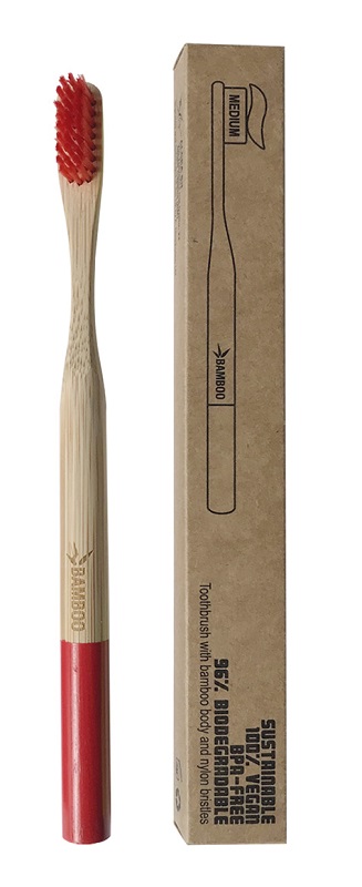 SPAZZOLINO BAMBOO SETOLE MEDIUM ROSSO - Oltrefarma