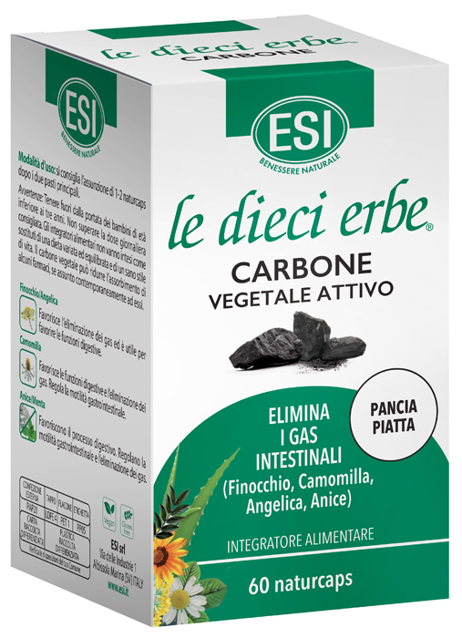 ESI LE DIECI ERBE CARBONE VEGETALE ATTIVO 60 NATURCAPS - Oltrefarma