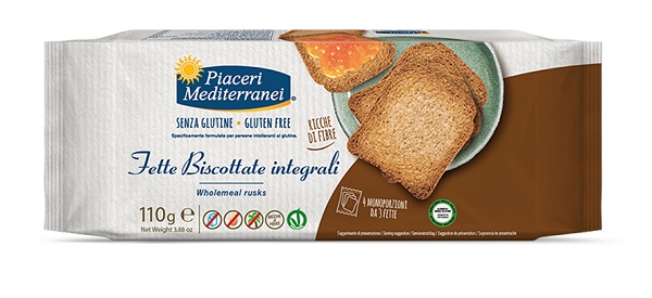 PIACERI MEDITERRANEI FETTE BISCOTTATE INTEGRALI 110 G - Antica Farmacia Ferrari