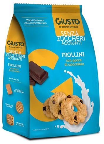 GIUSTO SENZA ZUCCHERO FROLLINI GOCCE CIOCCOLATO SENZA ZUCCHERO 350 G - Oltrefarma