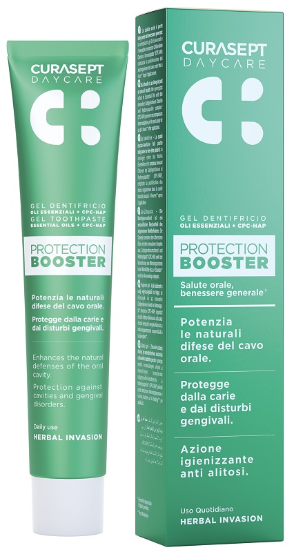 CURASEPT DAYCARE DENTIFRICIO PROTECTION BOOSTER HERBAL INVASION 75 ML - Antica Farmacia Ferrari