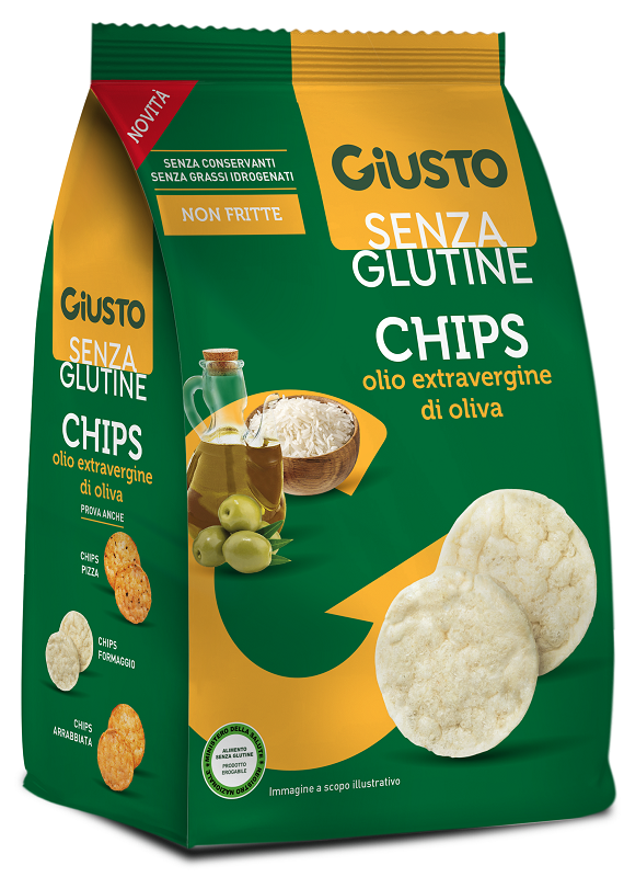 GIUSTO SENZA GLUTINE CHIPS OLIO EXTRAVERGINE DI OLIVA 40 G - Oltrefarma