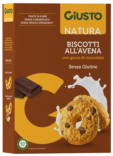 GIUSTO SENZA GLUTINE BISCOTTI AVENA GOCCE CIOCCOLATO 250 G - Oltrefarma