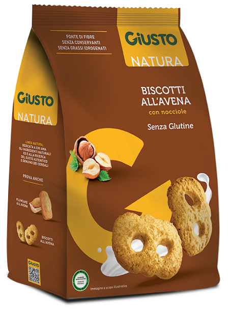 GIUSTO SENZA GLUTINE BISCOTTI AVENA CON NOCCIOLE 250 G - Oltrefarma