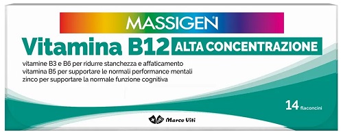 MASSIGEN VITAMINA B12 ALTA CONCENTRAZIONE 14 FLACONCINI - Antica Farmacia Ferrari