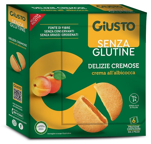 GIUSTO SENZA GLUTINE DELIZIE CREMOSE ALBICOCCA 6 CONFEZIONI DA 30 G - Oltrefarma