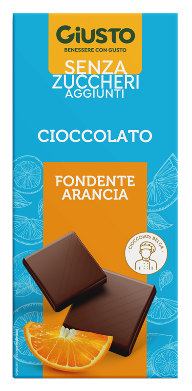 GIUSTO SENZA ZUCCHERO CIOCCOLATO FONDENTE ARANCIA 85 G - Oltrefarma