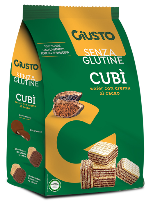 GIUSTO SENZA GLUTINE CUBI' WAFER CACAO 250 G - Oltrefarma