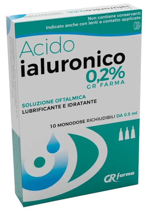 SOLUZIONE OFTALMICA LUBRIFICANTE E IDRATANTE ACIDO IALURONICO 0,2% 10 MONODOSE RICHIUDIBILI DA 0,5 ML - Antica Farmacia Ferrari