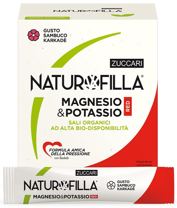NATUROFILLA MAGNESIO & POTASSIO RED GUSTO SAMBUCO-KARKADE' 28 STICK PACK - Antica Farmacia Ferrari