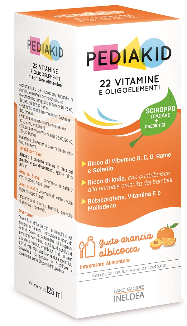 PEDIAKID 22 VITAMINE E OLIGOELEMENTI SCIROPPO 125 ML - Antica Farmacia Ferrari