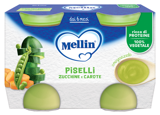 MELLIN OMOGENEIZZATO PISELLI E CAROTE 2 PEZZI DA 130 G - Oltrefarma