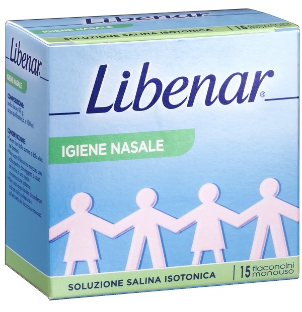 SOLUZIONE SALINA ISOTONICA 0,9% LIBENAR PER IGIENE NASALE 15 FLACONCINI MONOUSO X 5 ML - Antica Farmacia Ferrari