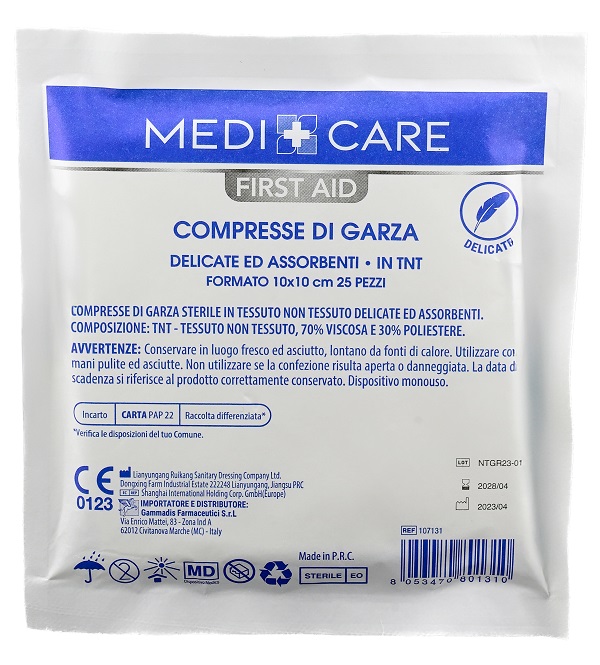 GARZA MEDICARE COTONE 10X10 CM 25 PEZZI - Oltrefarma