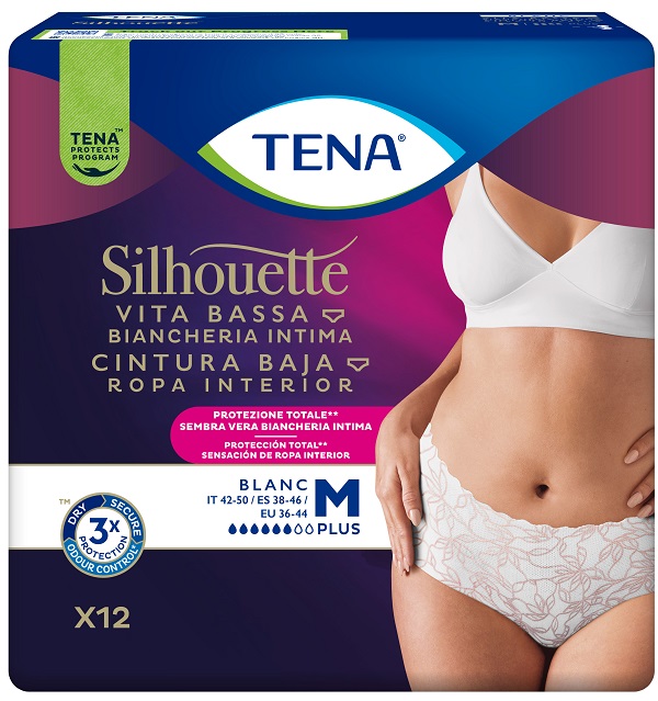 PANNOLONE A MUTANDINA ASSORBENTE TENA SILHOUETTE PLUS WHITE MEDIUM 12 PEZZI - Oltrefarma