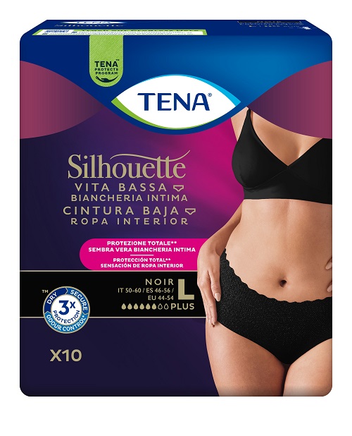 PANNOLONE A MUTANDINA ASSORBENTE TENA SILHOUETTE NOIR L VITA BASSA 10 PEZZI - Antica Farmacia Ferrari