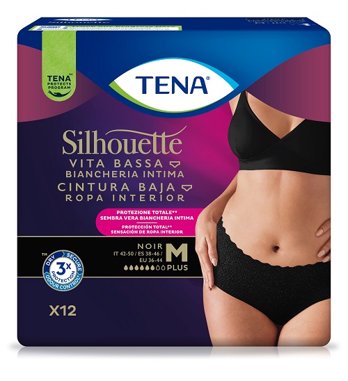 PANNOLONE A MUTANDINA ASSORBENTE TENA SILHOUETTE NOIR M VITA BASSA 12 PEZZI - Oltrefarma