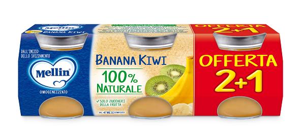 MELLIN OMOGENEIZZATO BANANA KIWI 3 PEZZI DA 100 G - Oltrefarma