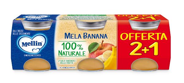 MELLIN OMOGENEIZZATO MELA BANANA 3 PEZZI DA 100 G - Oltrefarma