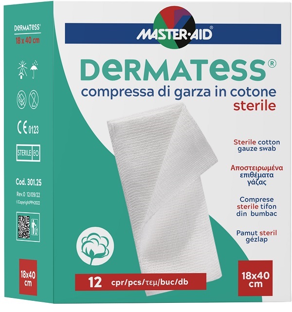 GARZA IDROFILA DERMATESS COTONE 18X40 12 PEZZI - Oltrefarma