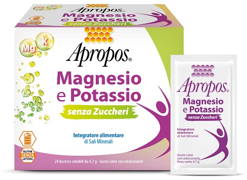 APROPOS MAGNESIO E POTASSIO SENZA ZUCCHERI 24 BUSTINE GUSTO LIME - Oltrefarma