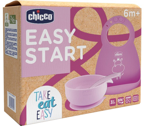 CHICCO SET PAPPA SILICONE 6M+ ROSA - Oltrefarma