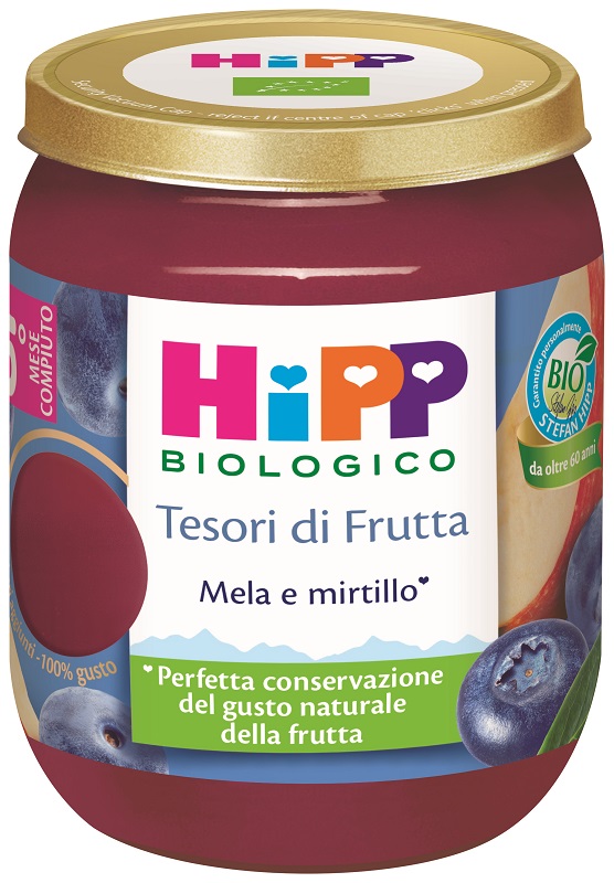 HIPP TESORI FRUTTA MELA MIRTILLO 160 G - Oltrefarma