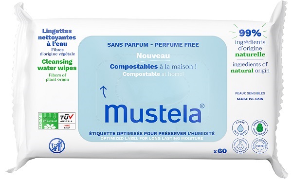 MUSTELA SALVIETTE ACQUA COMPOSTABILI SENZA PROFUMO 60 PEZZI - Antica Farmacia Ferrari