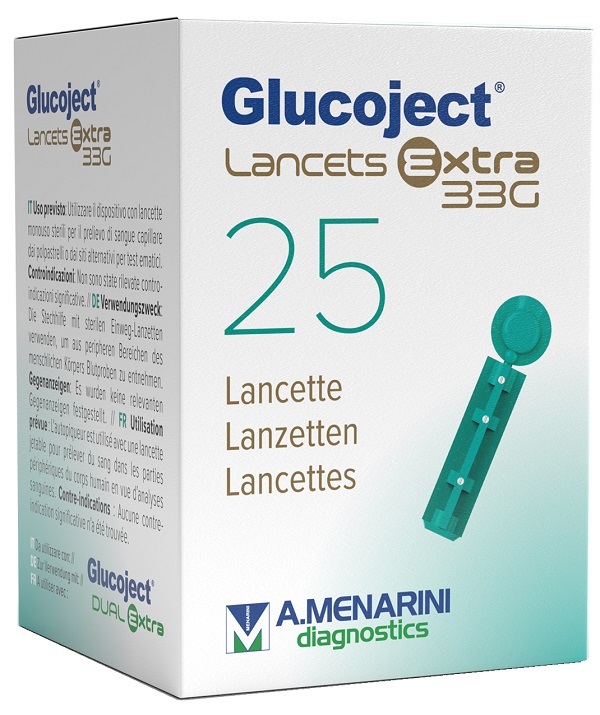 LANCETTA PUNGIDITO GLUCOJET EXTRA GAUGE 33 25 PEZZI - Antica Farmacia Ferrari