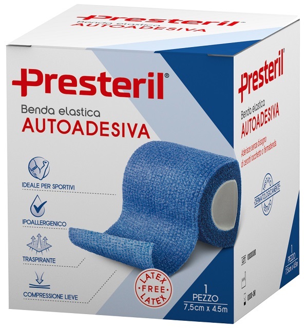 BENDA ELASTICA AUTOADESIVA LATEX FREE PRESTERIL CM 7,5X4,5 M TESI BLU - Oltrefarma