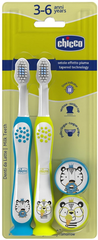 CHICCO SPAZZOLINO 3-6 YEARS DOPPIO AZZ-GIAL - Oltrefarma