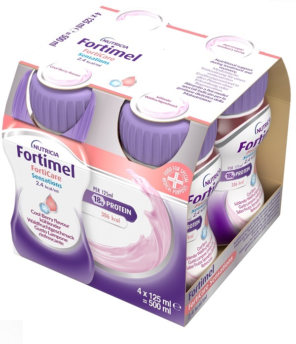 FORTIMEL FORTICARE SENSATION 2,4 KCAL/ML LAMPONE RINFRESCANTE 4 PEZZI DA 125 ML - Oltrefarma