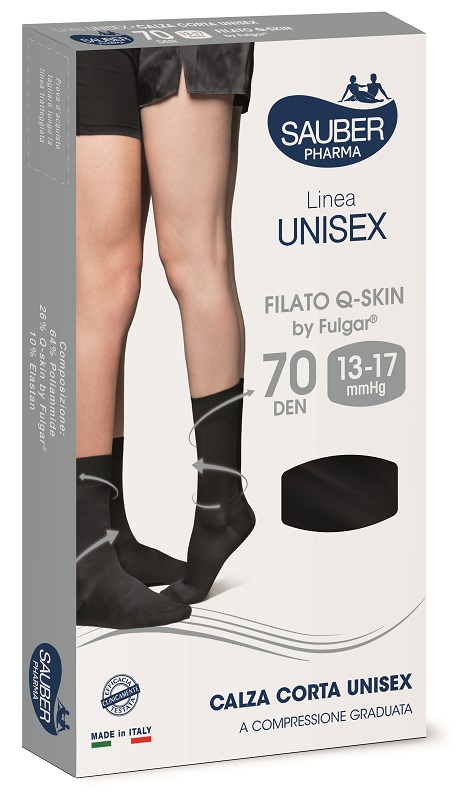 SAUBER PHARMA UNISEX QSKIN CALZA CORTA 70 NERO LARGE - Oltrefarma