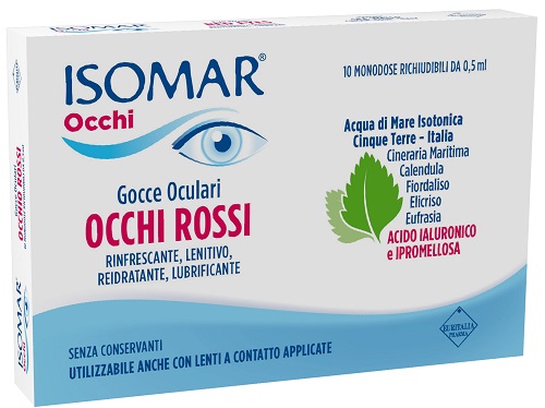 ISOMAR OCCHI ROSSI GOCCE OCULARI ACIDO IALURONICO 0,20% 10 FLACONCINI - Antica Farmacia Ferrari