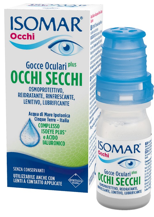 ISOMAR OCCHI SECCHI PLUS GOCCE OCULARI ACIDO IALURONICO 0,25% 10 ML - Antica Farmacia Ferrari